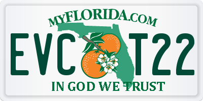 FL license plate EVCT22