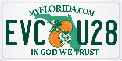FL license plate EVCU28