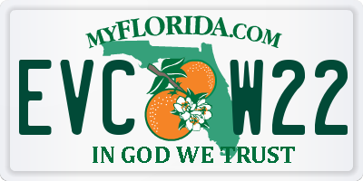 FL license plate EVCW22