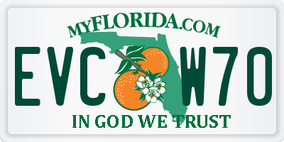 FL license plate EVCW70