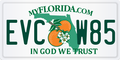 FL license plate EVCW85
