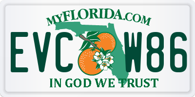 FL license plate EVCW86