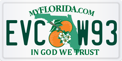 FL license plate EVCW93