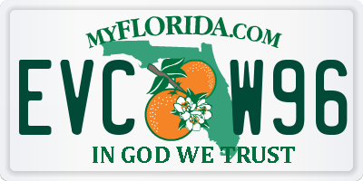 FL license plate EVCW96