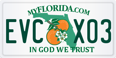 FL license plate EVCX03