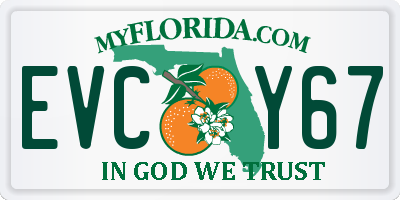 FL license plate EVCY67