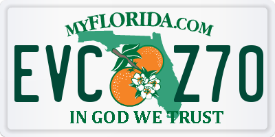 FL license plate EVCZ70