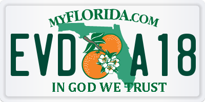 FL license plate EVDA18