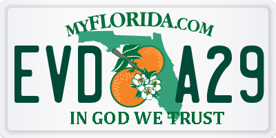 FL license plate EVDA29