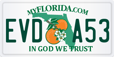 FL license plate EVDA53