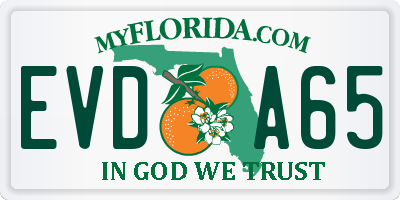FL license plate EVDA65