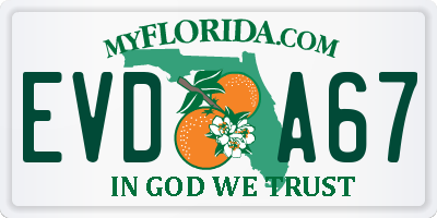 FL license plate EVDA67