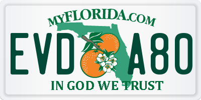 FL license plate EVDA80