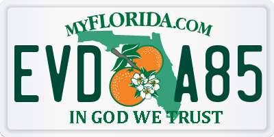 FL license plate EVDA85