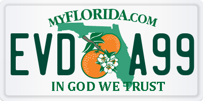 FL license plate EVDA99