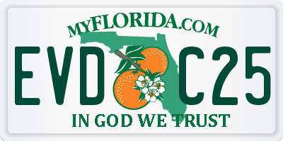 FL license plate EVDC25