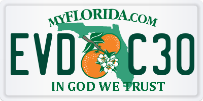 FL license plate EVDC30