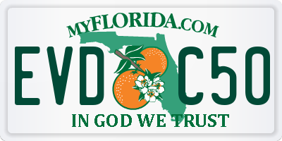 FL license plate EVDC50