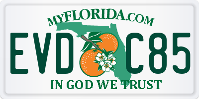 FL license plate EVDC85