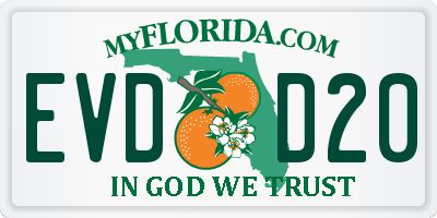 FL license plate EVDD20