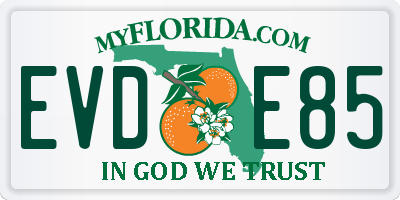 FL license plate EVDE85