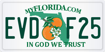 FL license plate EVDF25