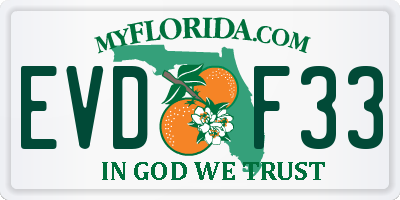 FL license plate EVDF33
