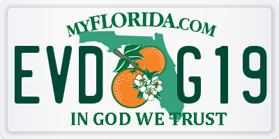 FL license plate EVDG19