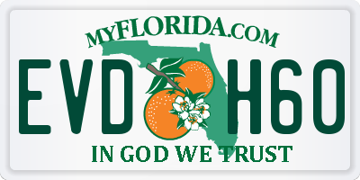 FL license plate EVDH60