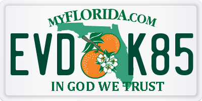 FL license plate EVDK85