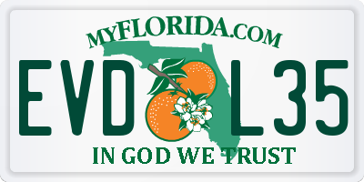 FL license plate EVDL35