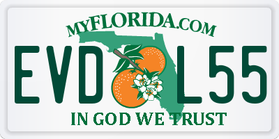 FL license plate EVDL55