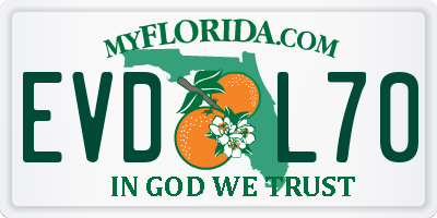 FL license plate EVDL70