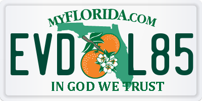 FL license plate EVDL85