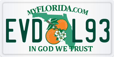 FL license plate EVDL93
