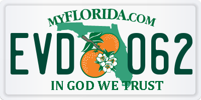 FL license plate EVDO62