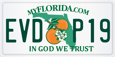 FL license plate EVDP19