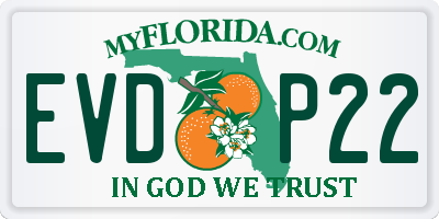 FL license plate EVDP22