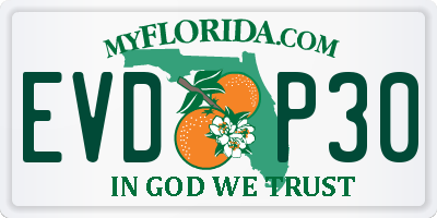 FL license plate EVDP30