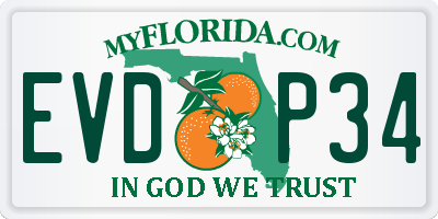 FL license plate EVDP34