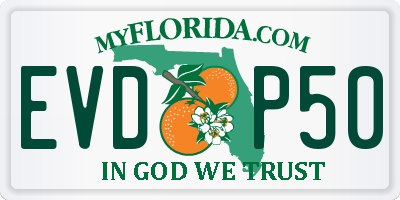 FL license plate EVDP50