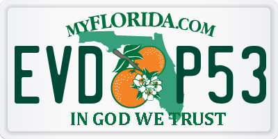 FL license plate EVDP53