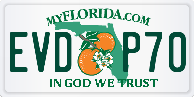 FL license plate EVDP70