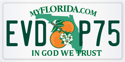 FL license plate EVDP75