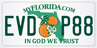 FL license plate EVDP88