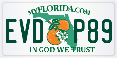 FL license plate EVDP89