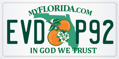 FL license plate EVDP92