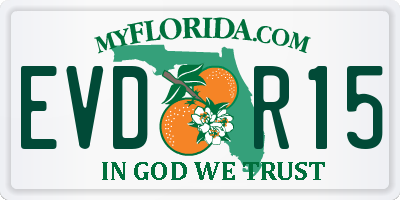 FL license plate EVDR15