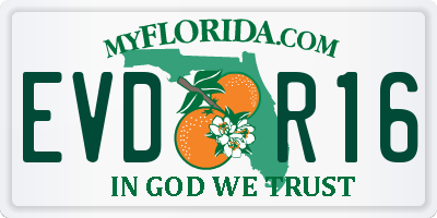 FL license plate EVDR16
