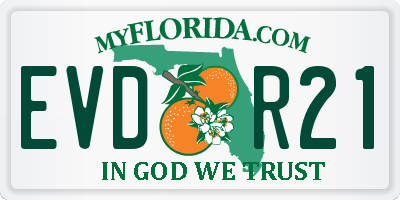 FL license plate EVDR21